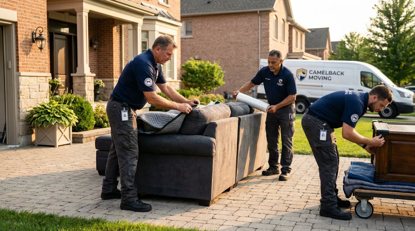 Large estate moving crew wrapping furniture in Hawthorne, NJ