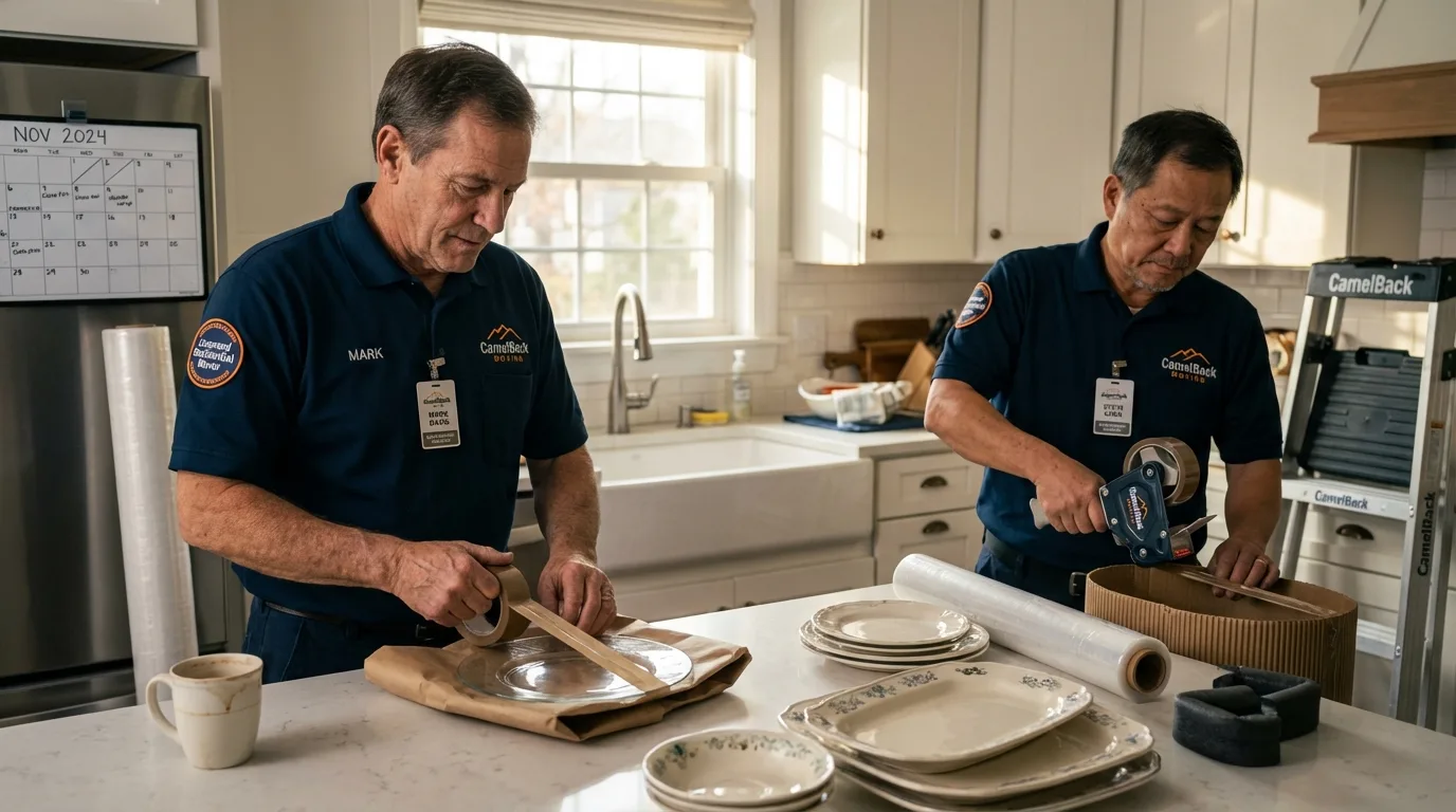 Professional crew packing kitchen dishware in Hawthorne, NJ